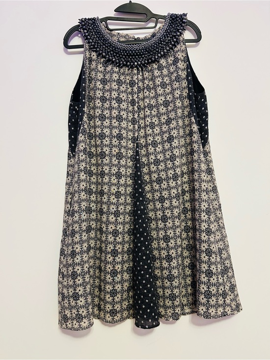 Gryphon Dresses & Skirts - Gryphon NY Beaded Collar Mixed Print Dress Silk Lining
